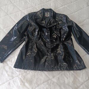 CS Signature shiny black reptile skin pattern jacket